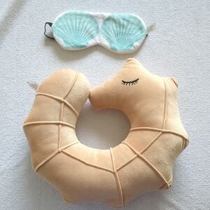 Seahorse Neck Pillow and Shell Eye Mask Set